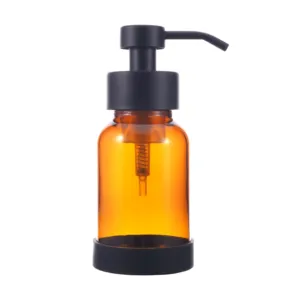 Benutzer definierte leere nachfüllbare Amber 8oz Hands eifen schaumsp ender Pump flaschen 250ml Glass chaum flaschen mit Silikon hülle