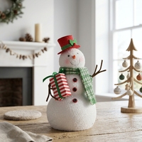 Grandes décorations de Noël intérieures uniques en tissu vert en forme de bonhomme de neige, vente en gros