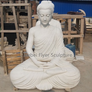 Vườn đá khắc ngoài trời phật tượng cuộc sống Kích thước Thiền Định bằng đá cẩm thạch trắng ngồi phật tượng trang trí nội thất - Product Image 4