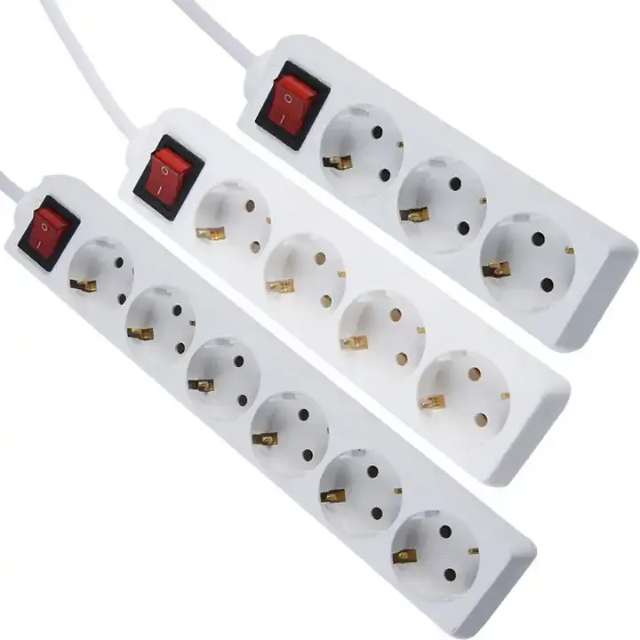 3/4/5/ 6 outlet eu plug power strip aluminium /copper customized H05VV-F 3x1.25MM2 extension board cable with surge protector