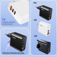 Chargeur mural multi-téléphones 130W, adaptateur de chargeur mural PD, 3 ports PPS 45W 65W, charge rapide QC 3.0, chargeur Gan, fabricant OEM
