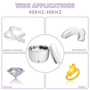 Nettoyeur à ultrasons portable pour prothèses dentaires 80ML, nettoyage ultrasonique UV 42kHz, mini machine de nettoyage de bijoux - Product Image 6