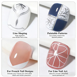 เจลเพ้นท์เล็บ FZANEST สีขาว ไลเนอร์เจลยูวี เจลทาเล็บสีสดใส เจลเพ้นท์เล็บแบบฝรั่งเศส วานิชเรซิ่นแบบลอกออกได้ สะท้อนแสง - Product Image 5