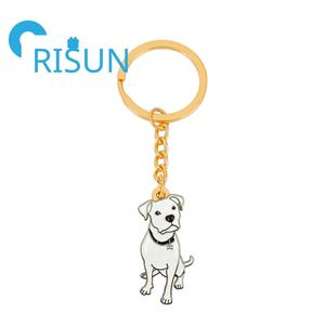 พวงกุญแจโลหะแบบกำหนดเองขายส่ง สำหรับคนรักสุนัขพันธุ์อเมริกันพิทบูลเทอร์เรียร์ ของขวัญพวงกุญแจเคลือบสี - Product Image 4
