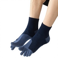 Chaussettes mi-mollet cinq doigts pour hommes, printemps-été, absorbantes, respirantes, désodorisantes, en coton peigné, sans couture, à doigts séparés