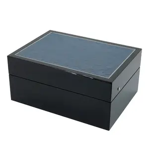 Boîte de Collection de montres en bois de luxe haut de gamme, boîte de montre en bois noir, boîte cadeau de montre en cuir Pu