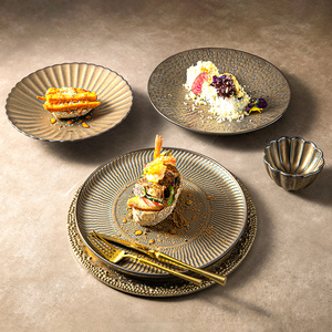 Nordic Bronze Speckle Gastronomie Molekularkeramik Teller Porzellan Geschirr Restaurant Gerichte Geschirr Flächplatte - Product Image 6