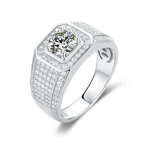 <span class=keywords><strong>Real</strong></span> D Color 925 perak murni cincin pria berlapis emas 18K 1CT Ice Out Moissanite bersertifikat Gra elegan Iced Out Look untuk pria - Product Image 4