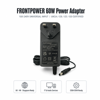 Alimentation Frontpower 65w max 15v 4a 24v 2.7a 18v 2.5a uk adaptateur 9v UKCA CB EMC prise murale adaptateur d'alimentation pour la sécurité cctv