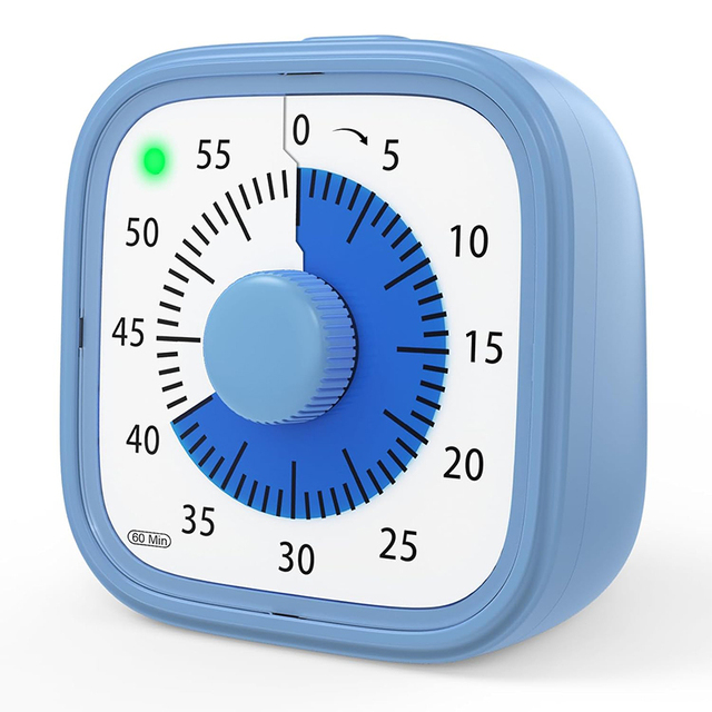 J&R Pomodoro 60 Minute Countdown No Ticking Silent Digital Visual Kids Timer for Study Play