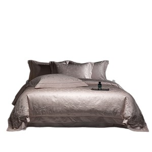 Cotton Four-Piece <b>Bedding</b> <b>Set</b> Solid Color Jacquard Breathable Soft Skin-Friendly For All Seasons - Product Image 2