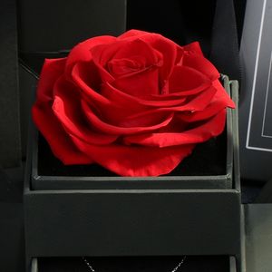 Coffret cadeau de rose unique pour les fêtes, ensemble de fleurs pouvant contenir des bijoux, joyeux anniversaire, rose rouge à grosse tête naturelle, fleur préservée - Product Image 4