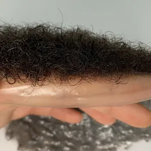 4mm 6mm Afro Toupet 6 ''Indian Human Hair Mann weben Haare Afro Perücken für schwarze Männer