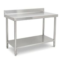 Table de travail professionnelle en acier inoxydable de qualité 201 304, à 2 niveaux, avec pieds ronds, pour la restauration et la cuisine