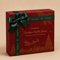 Coffret Cadeau de Noël de Luxe 4 Pièces en Gros : Eau de Parfum Vanille 100ml, Diffuseur à Bâtonnets & Bougie en Cire de Soja - Boîte Festive pour Femme