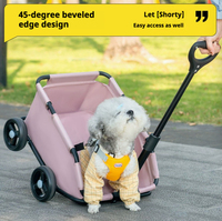 Poussette pliable multifonctionnelle pour chiens et chats, chariot portable 2-en-1 et chariot de courses avec design en V à accès facile