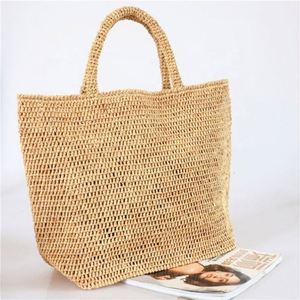 Bolso Tote de Rafia de Paja de Lujo para Verano, Bolso de Mano Casual para Mujer, Bordado, Portátil, Abierto, para Vacaciones en la Playa y Salidas Informales - Product Image 1