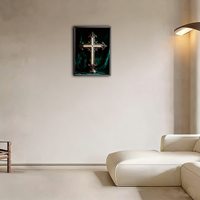 Peinture Lumineuse 3D Personnalisée sur le Thème de Jésus avec Croix Néon LED Intégrée – Décoration Murale Exclusive pour Salon et Maison
