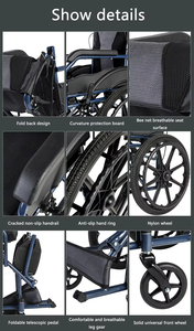 Silla de ruedas plegable de acero al carbono, silla de ruedas manual de viaje para pacientes de <span class=keywords><strong>hospital</strong></span> y ancianos con reposapiés, 20 ruedas - Product Image 6