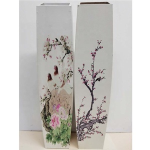 Vases décoratifs pour sol chinois, grande fleur, carrée en <span class=keywords><strong>bois</strong></span> sculpté à la main, 1 pièce - Product Image 5