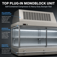 Réfrigérateur vertical à porte vitrée, refroidissement par ventilateur, dégivrage automatique, contrôle numérique, étagères réglables, boissons pour supermarchés