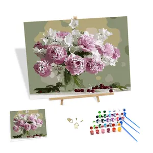 Flower Vase Picture Diy Digital Painting by Numbers Wall Hanging Decorations Artworks Cherry Paint by Numbers on Canvas