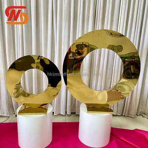 Centre de table de luxe SMOOTH Factory, support à fleurs circulaire en acier inoxydable doré brillant pour décoration de mariage - Product Image 4