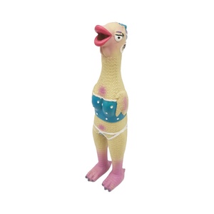 Anatra in lattice con morbido Squeaker pollo gioco di gomma anatra regina natale cane giocattolo - Product Image 1