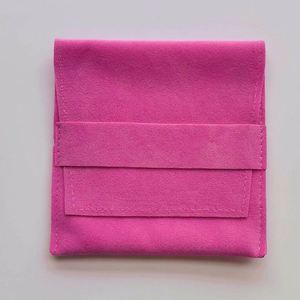Sacs à bijoux en suède à rabat, 8x8cm, double face en velours, pour emballage de bagues, boucles d'oreilles, colliers et pendentifs - Vente en gros - Product Image 6