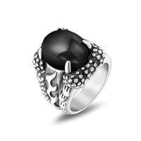 Bague pour homme en acier titane, version coréenne, avec pierre précieuse noire et rouge en forme de griffe de dragon, personnalité unique, imposante, accessoires de mode