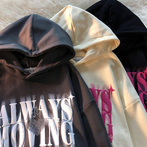 เสื้อฮู้ดแขนยาวทรงหลวมพิมพ์ลายตัวอักษรกราฟิกแบบสวมหัว - Product Image 2
