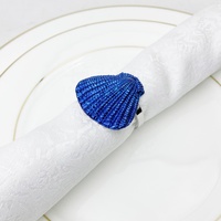 Lot de 4 Anneaux de Serviette Mignons et Luxueux Écologiques en Métal Halobios Hippocampe Coquillage Étoile de Mer en Bois et Jute pour Décoration de Table et Camping