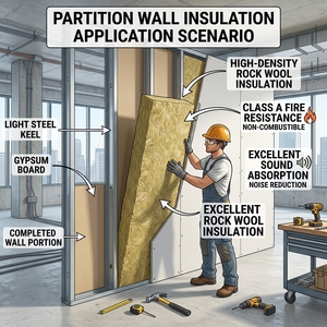 Pannello Isolante in Lana di Roccia Moderno Ignifugo Classe A1 ad Alta Densità e Conducibilità Termica per Pareti Divisorie Interne - Product Image 6