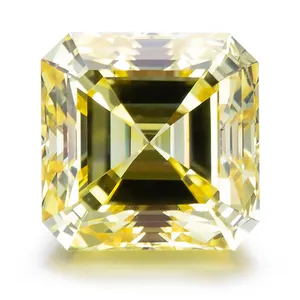 Messi Schmuck Asscher Cut Diamond 1ct Fancy Vivid Yellow VVS VS HPHT Yellow Lab Grown Diamond