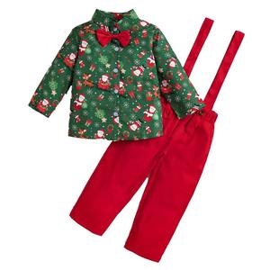 Chemise à carreaux rouge à manches longues et jean pour bébé garçon et fille, 2 pièces, 0-3T, vêtements pour bébé garçon, Noël KBCS-008 - Product Image 3