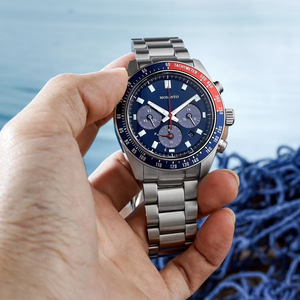 Nuovo Orologio da Uomo a Energia Solare, Orologio al Quarzo <span class=keywords><strong>di</strong></span> Lusso, Cassa in Acciaio Inossidabile 316L, Resistente all'Acqua 100m, Elegante e Alla Moda per Uso Quotidiano - Product Image 2