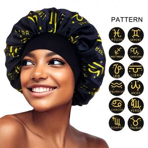 Gorro de Satén con Estampado de los 12 Signos del Zodiaco, Personalizable con Logotipo, Talla Extra Grande, para Dormir, Uso Diario en Exteriores, para Mujeres, Cuatro Estaciones - Product Image 1