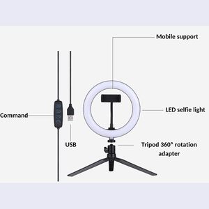 In Trend 6"-12" Mini <b>LED</b> Photography Fill <b>Light</b> Set Tripod USB Powered Plastic Phone Holder Stand <b>Wire</b> Control Live Streaming - Product Image 3