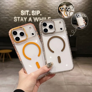 Carcasa Magnética Metálica para Cámara, Funda Trasera para iPhone 17 16 15 14 Pro Max Plus, Carcasa Híbrida Transparente Acrílica para iPhone 17 - Product Image 1