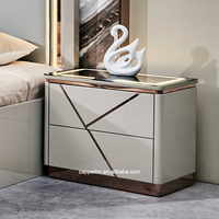 Ensemble de Chambre à Coucher Complet Luxe Grand Lit en Bois avec Cadre et Rangement Intégré, Mobilier Moderne Simple à LED