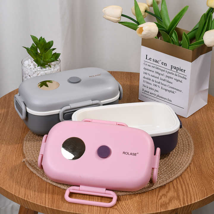 NEW Eco Friendly Nordic Style PP Bento Box with 304 Stainless Steel Divided Compartments Includes Fork Spoon Microwave Safe