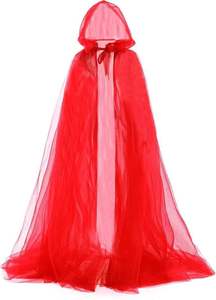 Mantello con Cappuccio Rosso Extra Lungo MADESHINE per Donna, Costume da Vampiro Medievale, Sposa, Strega per Halloween e Giochi di Ruolo - Product Image 3
