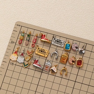 Stainless Steel Ins Wind Necklace Pendant with Clouds Fries Shoes Headset Walkman Sapphire Rhinestones Ruby <b>Earrings</b> - Product Image 5