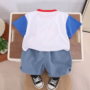 Nouvelle collection été 2026 : Ensemble décontracté pour bébé garçon, motif <span class=keywords><strong>mini</strong></span>-excavatrice color block, t-shirt à manches courtes col rond et <span class=keywords><strong>short</strong></span> en coton tissé - Product Image 3