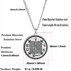 Talisman Carré magique de Vénus Sceau de Vénus Amulette puissante Cadeau original Esotérisme Pendentif en acier inoxydable découpé au laser Collier - Product Image 3