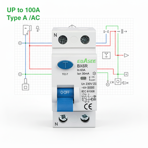 <span class=keywords><strong>Disjoncteur</strong></span> différentiel <span class=keywords><strong>AC</strong></span> RCCB 2P 4P 63A 100A 30mA Cuivre IEC 61008 6kA - Product Image 2