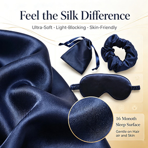 Ensemble Masque de Nuit et Chouchou en Soie de Mûrier 16 Momme avec Sac de Rangement à Cordon, Kit Doux et Luxueux pour la Maison, le Travail ou comme Cadeau de Fêtes - Product Image 2