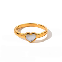 Bague élégante pour femme en acier inoxydable plaqué or, forme cœur, anti-ternissement