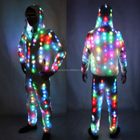 Ensemble de survêtement lumineux à LED deux pièces, couleur RGB, sweat-shirt et pantalon lumineux, tenue scintillante pour performance de bar et danse