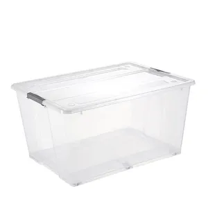Caja de embalaje de plástico transparente grande, diseño personalizado, 128l